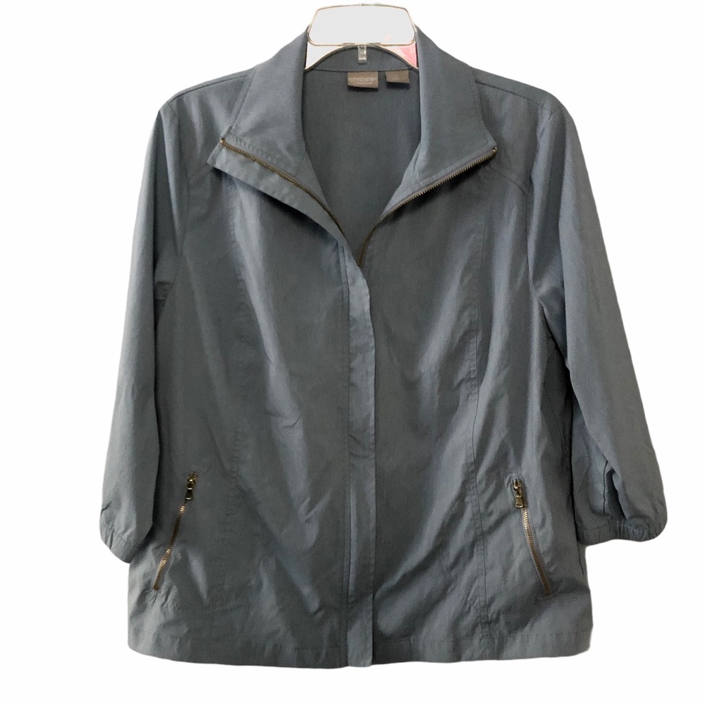 Chico’s light blue bomber jacket